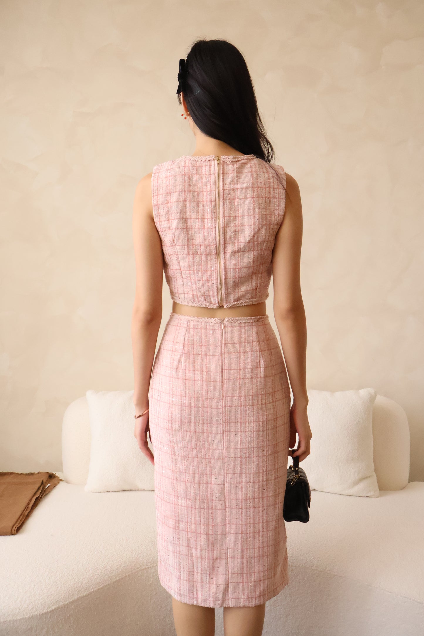 Valentine Tweed Co-Ords Set In Pink