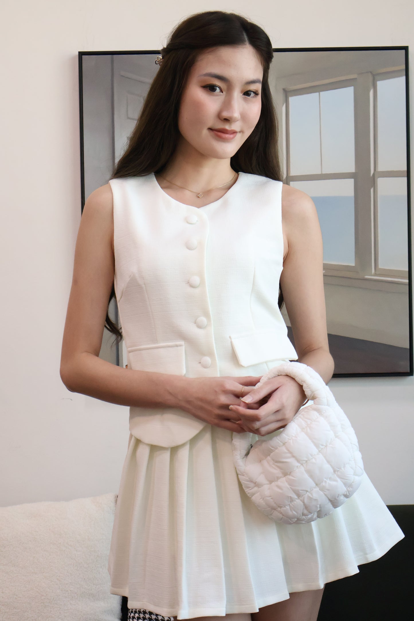 Cindy Vest Co-Ords Set In White