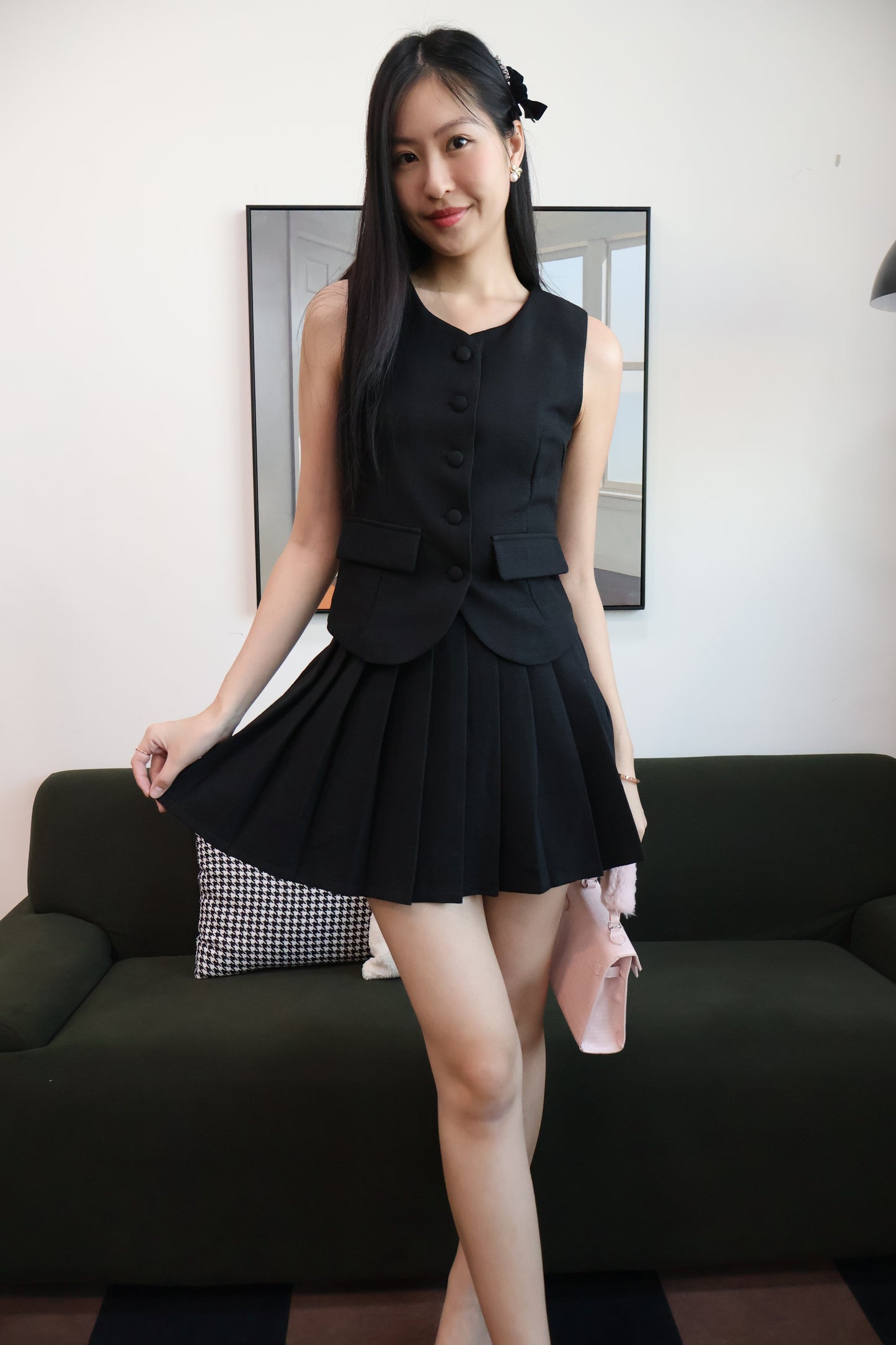 Cindy Vest Co-Ords Set In Black