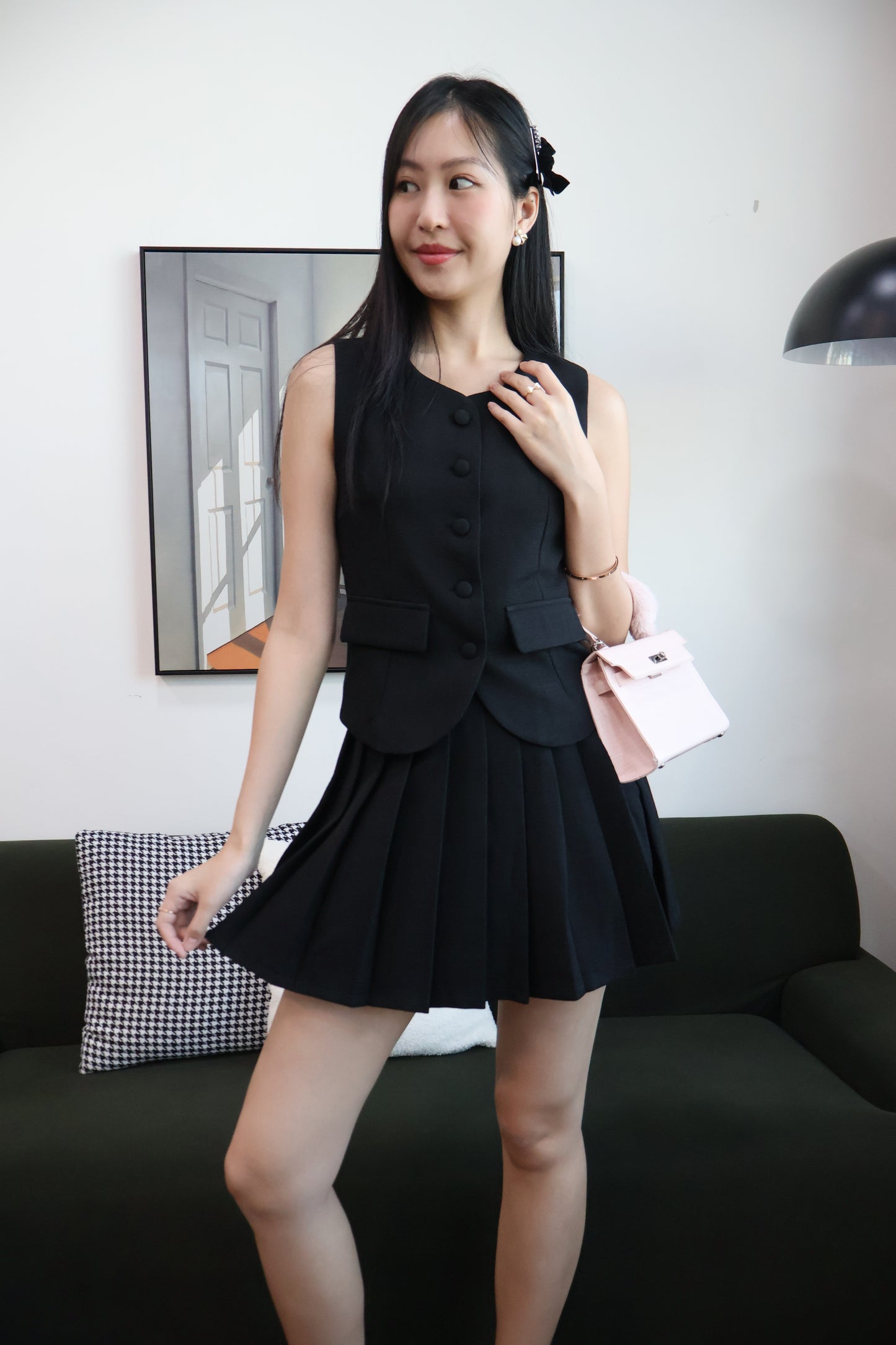 Cindy Vest Co-Ords Set In Black