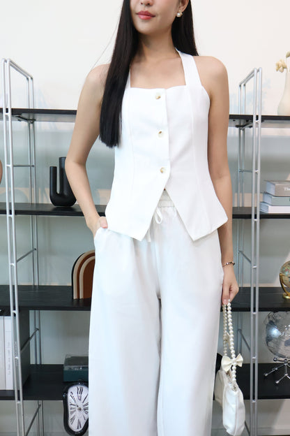 Charlotte Business Casual Button Co-Ords Set In White