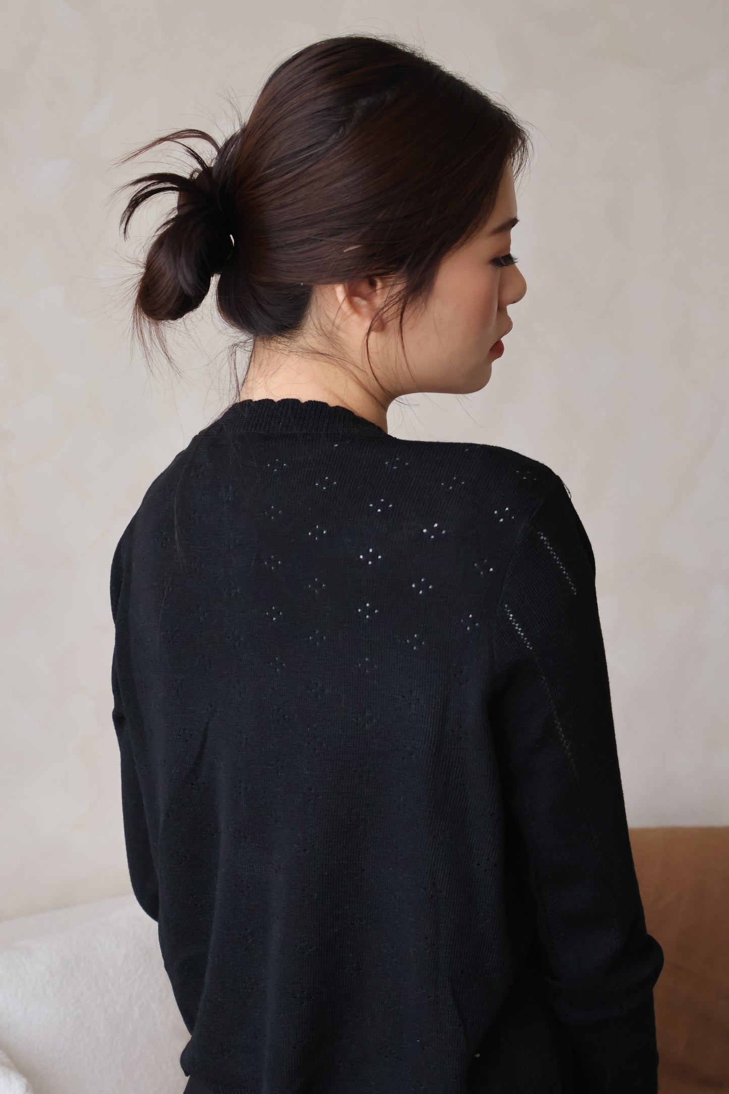 Alice Scallop Trim Knit Cardigan In Black