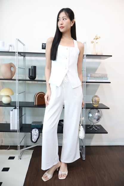 Charlotte Business Casual Button Co-Ords Set In White