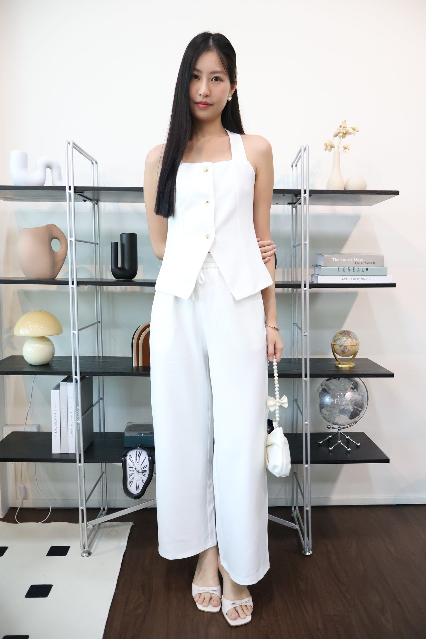 Charlotte Business Casual Button Co-Ords Set In White