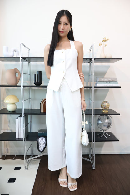 Charlotte Business Casual Button Co-Ords Set In White