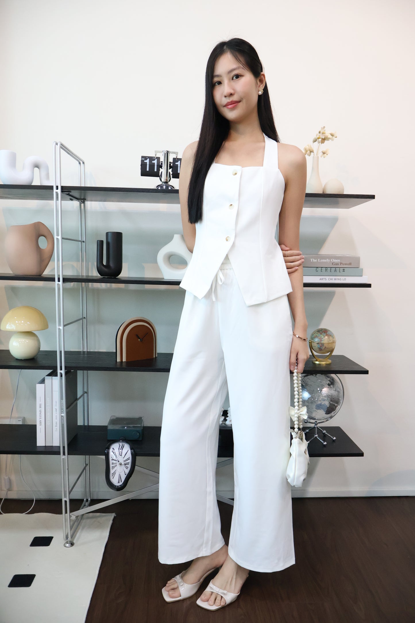 Charlotte Business Casual Button Co-Ords Set In White