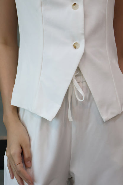 Charlotte Business Casual Button Co-Ords Set In White