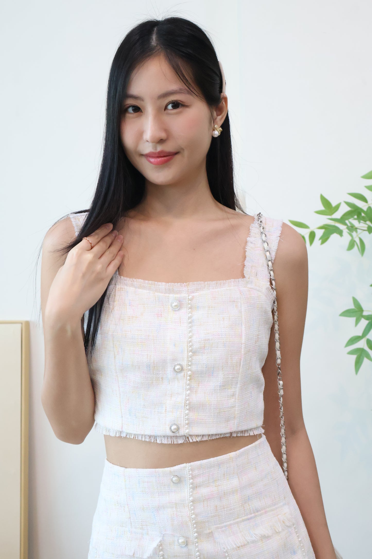 Kiera Button Co-Ords Set In White Paddlepop