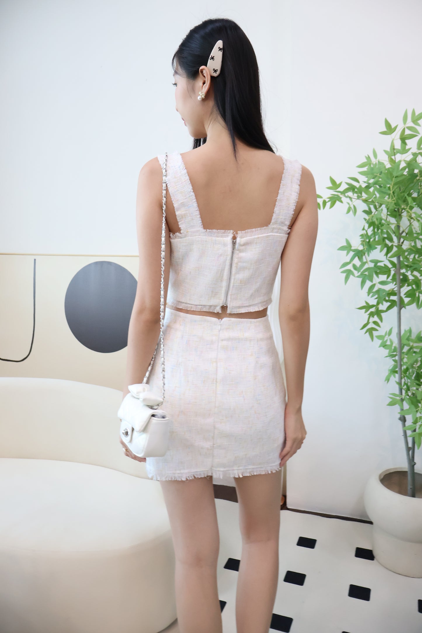 Kiera Button Co-Ords Set In White Paddlepop