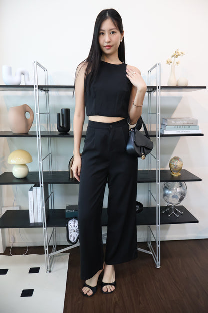 Amarice Minimalist Co-Ords Pants Set In Black