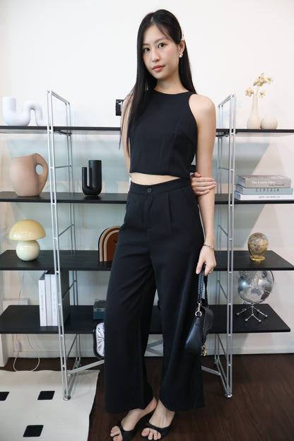 Amarice Minimalist Co-Ords Pants Set In Black