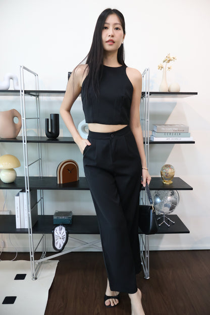 Amarice Minimalist Co-Ords Pants Set In Black