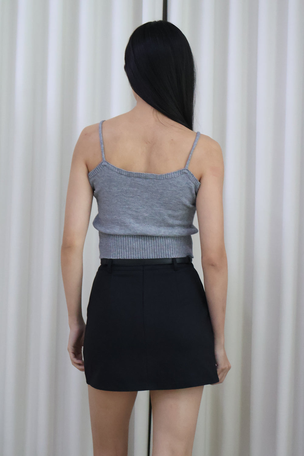 AVERYDAY Emily Ribbon Knit Top in Slate Grey