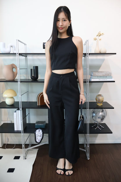 Amarice Minimalist Co-Ords Pants Set In Black