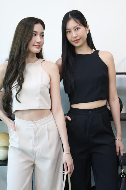 Amarice Minimalist Co-Ords Pants Set In Black