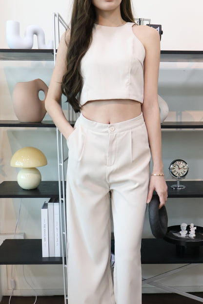 Amarice Minimalist Co-Ords Pants Set In Cream