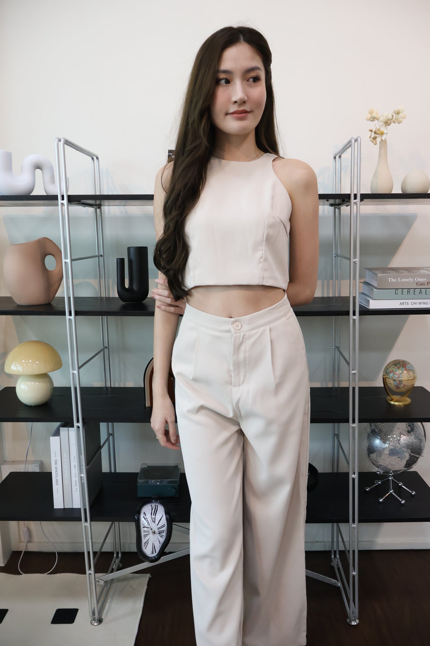 Amarice Minimalist Co-Ords Pants Set In Cream