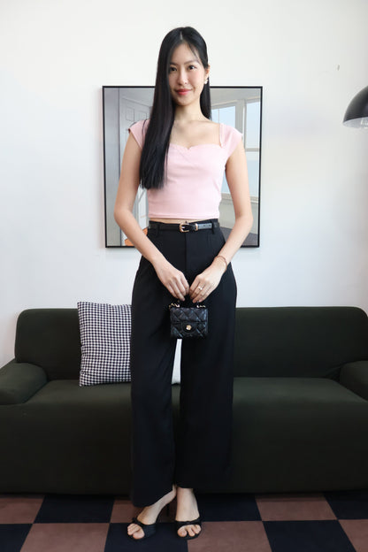 Kendall Belted High Waist Trousers In Black