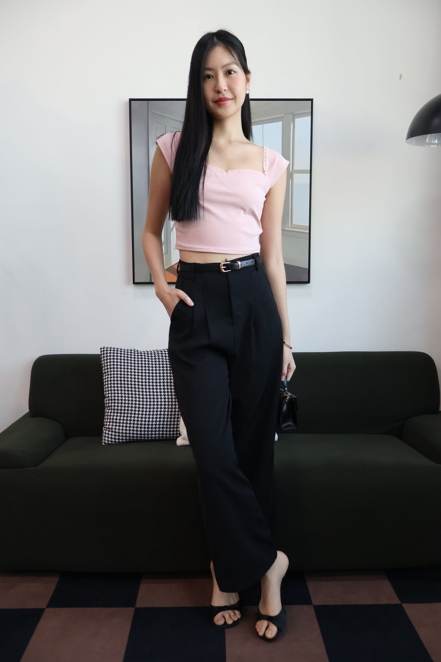 Amelia Sweetheart Neckline Top In Pink