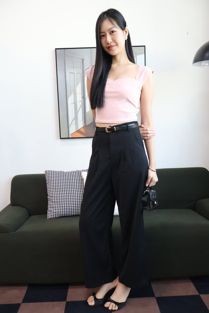 Kendall Belted High Waist Trousers In Black