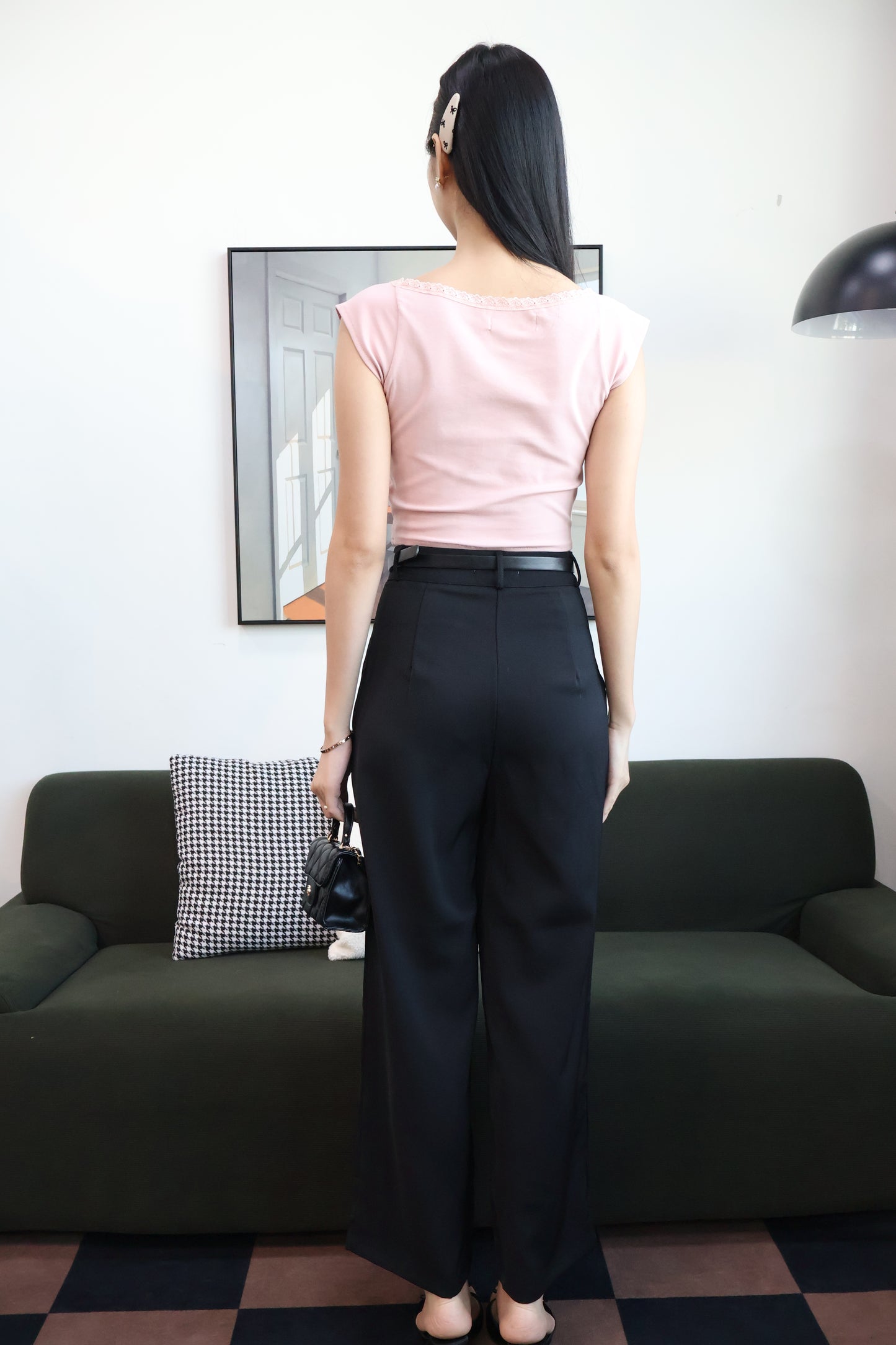 Kendall Belted High Waist Trousers In Black
