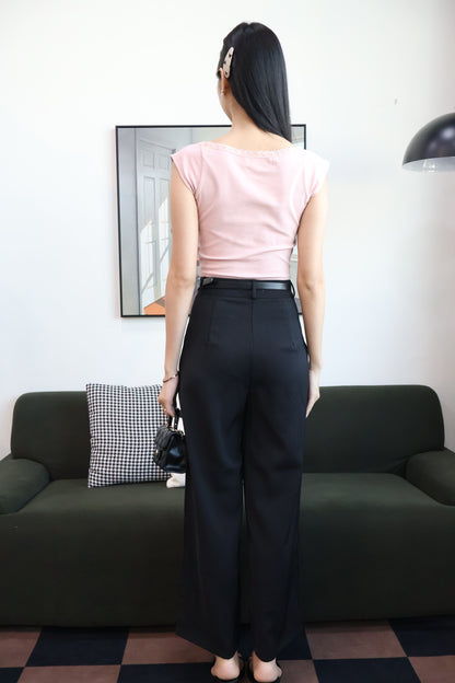 Kendall Belted High Waist Trousers In Black
