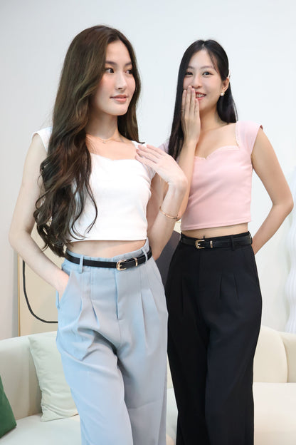 Amelia Sweetheart Neckline Top In Pink