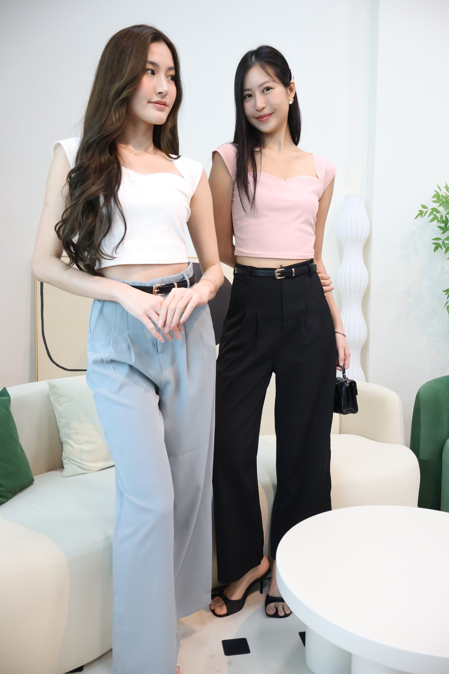 Kendall Belted High Waist Trousers In Black