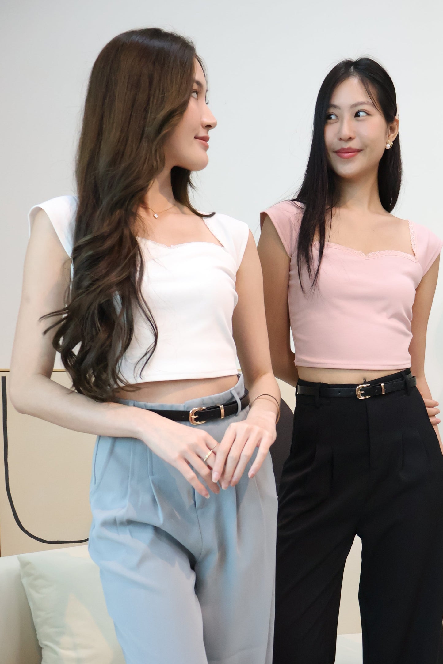 Amelia Sweetheart Neckline Top In White