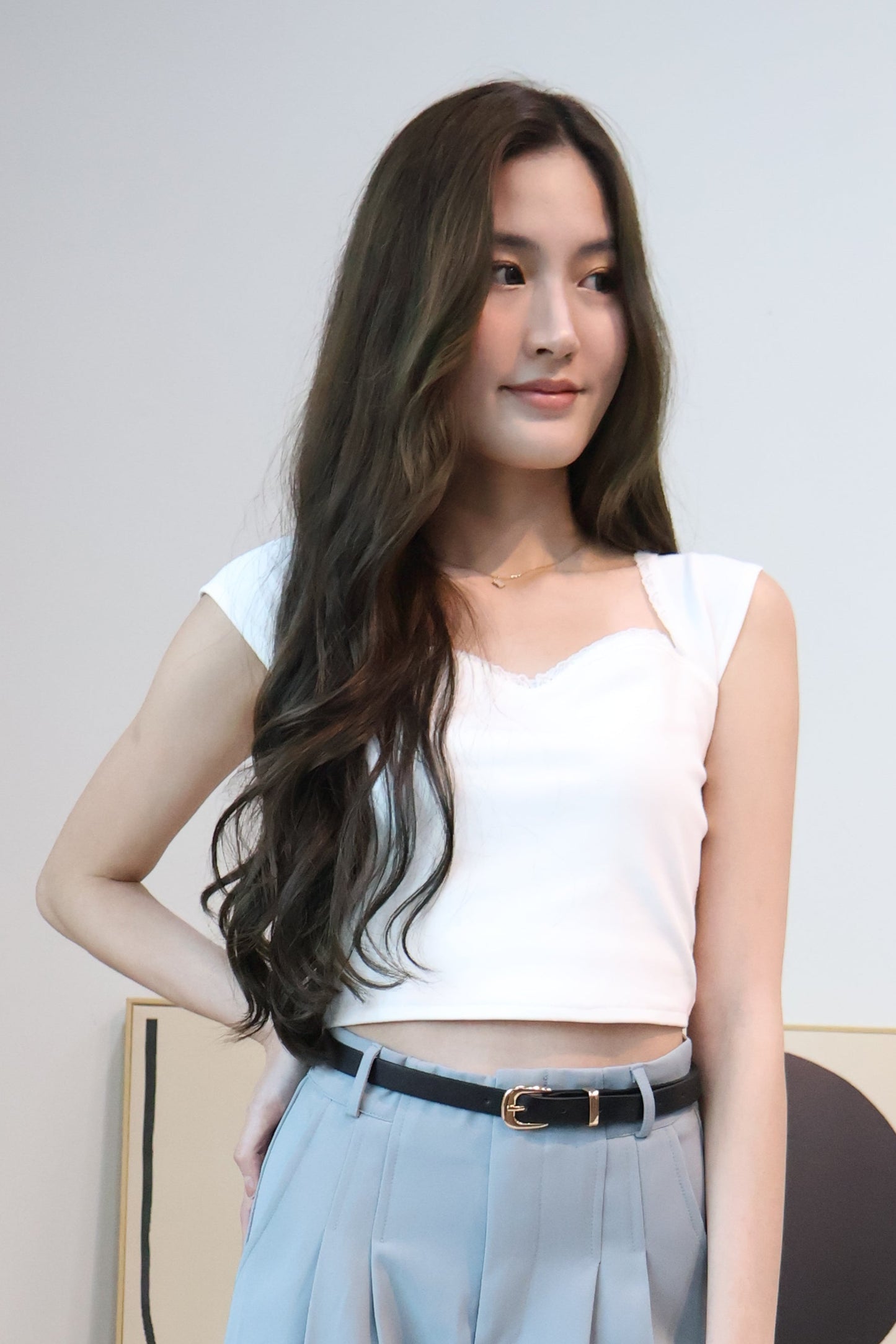 Amelia Sweetheart Neckline Top In White