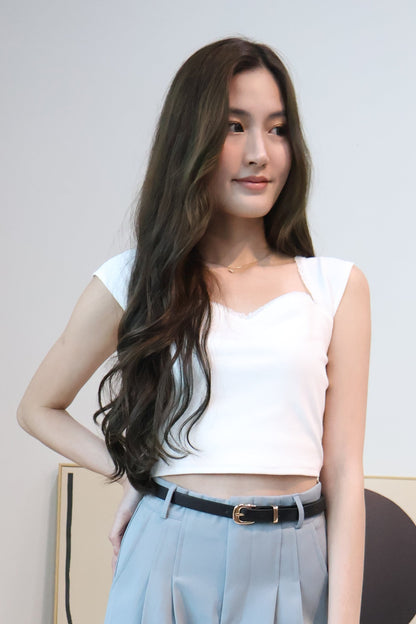 Amelia Sweetheart Neckline Top In White