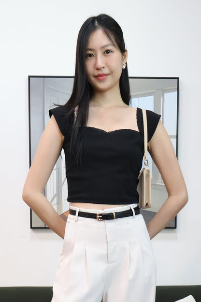 Amelia Sweetheart Neckline Top In Black