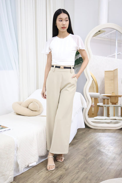 Sonrea Belted High Waist Pants in Khaki