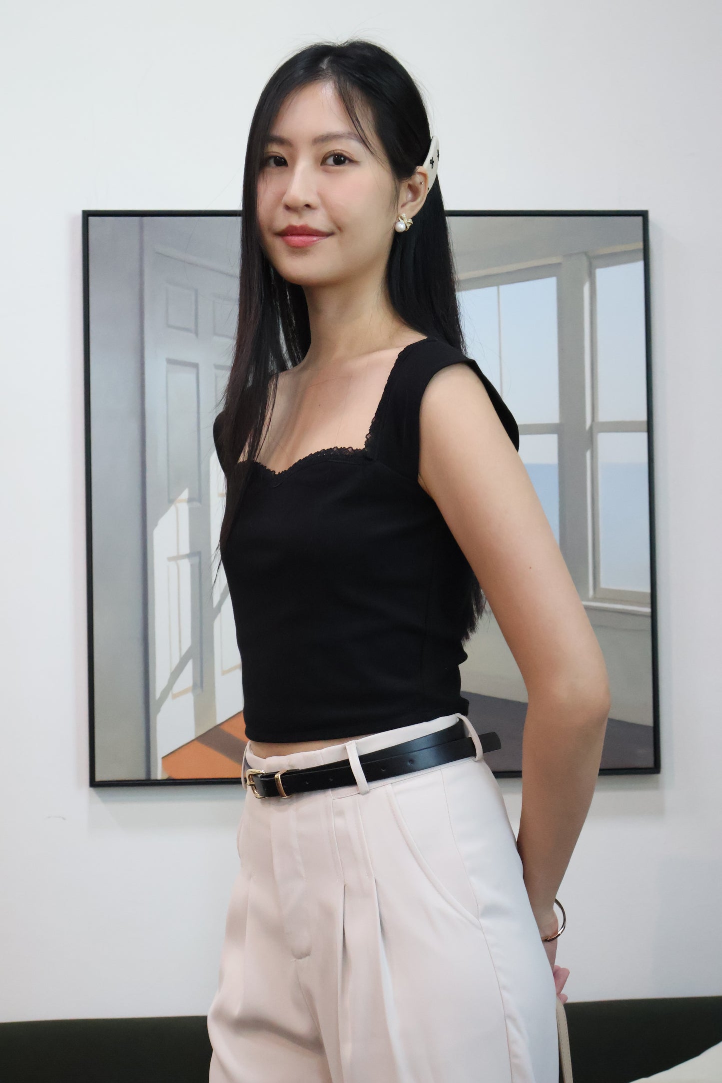 Amelia Sweetheart Neckline Top In Black