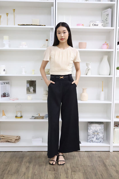 Sonrea Belted High Waist Pants in Black