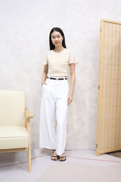 Sonrea Belted High Waist Pants in White