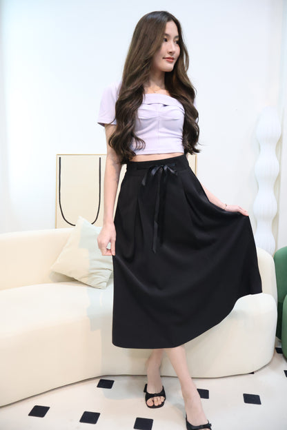 Leila Ruched Square Neck Top In Periwinkle