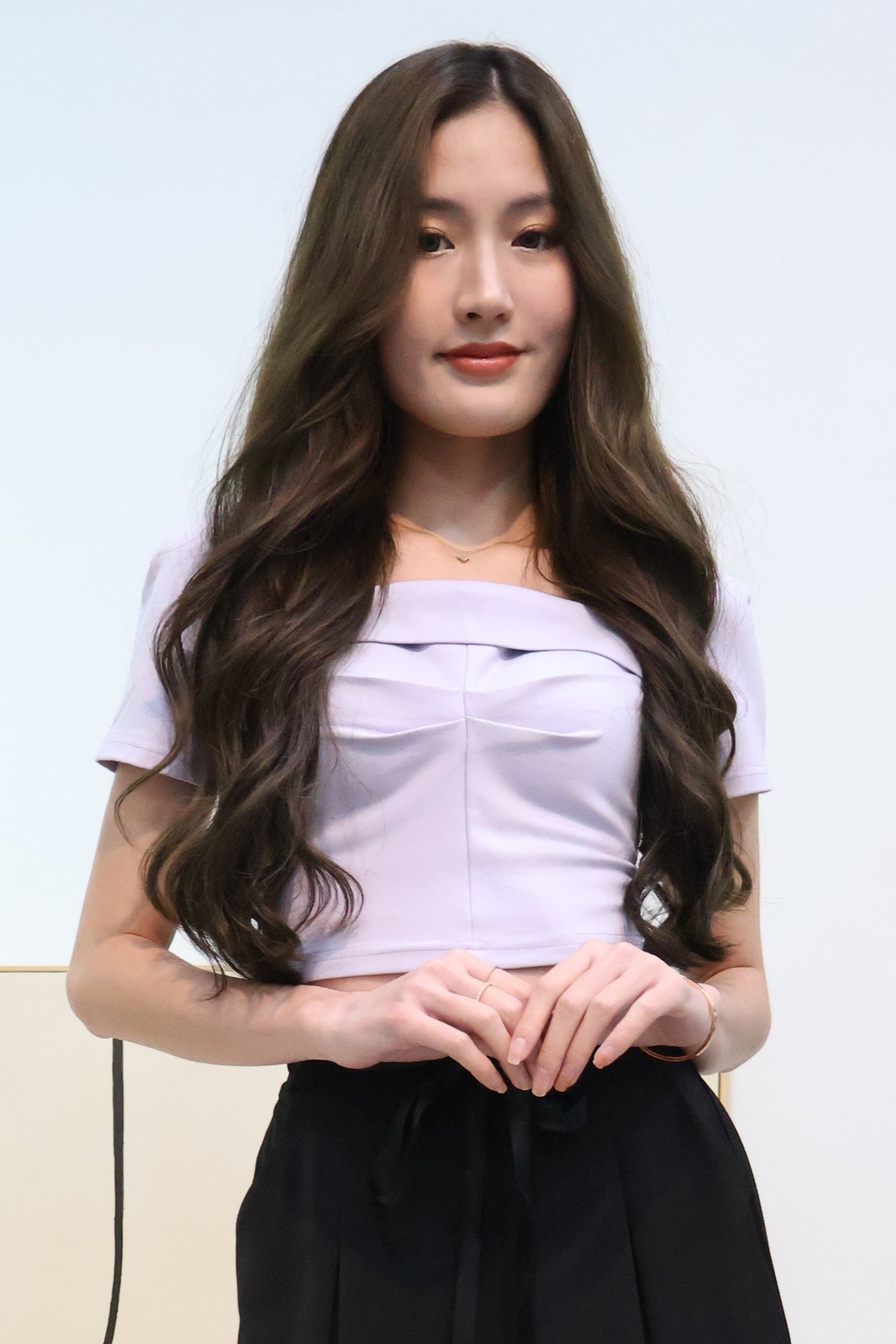 Leila Ruched Square Neck Top In Periwinkle