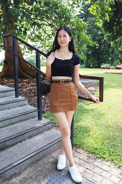 Zoe Fitted Skorts With Belt In Brown