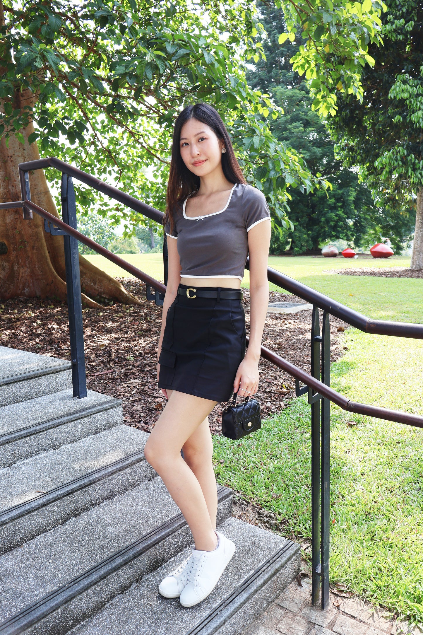 Zoe Fitted Skorts With Belt In Black