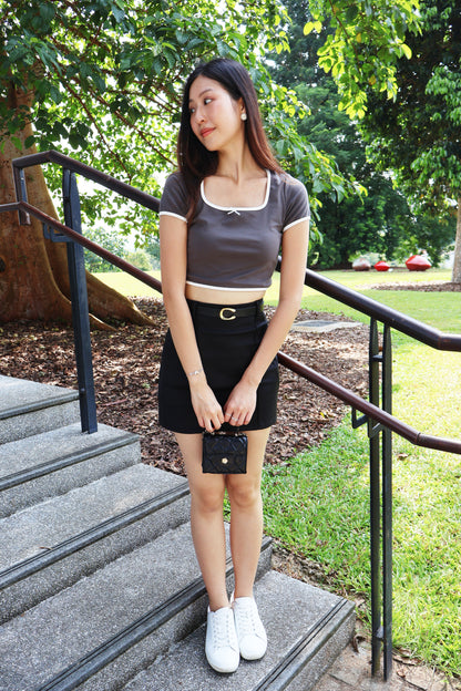 Zoe Fitted Skorts With Belt In Black