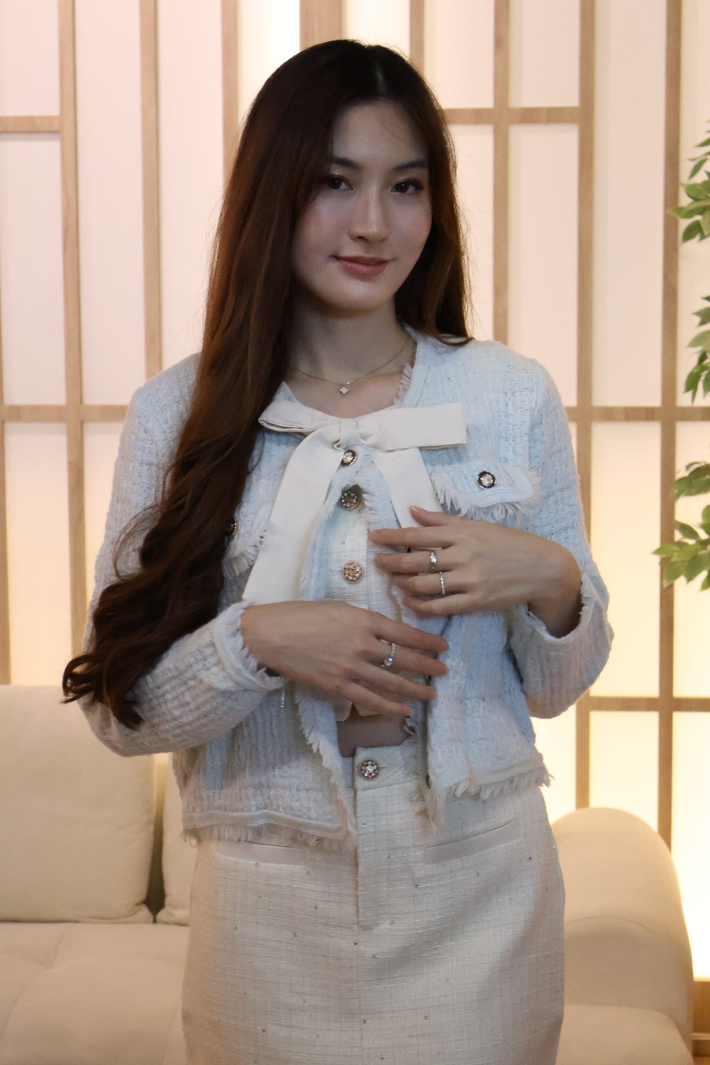 Heather Knitted Button Cardigan In Blue