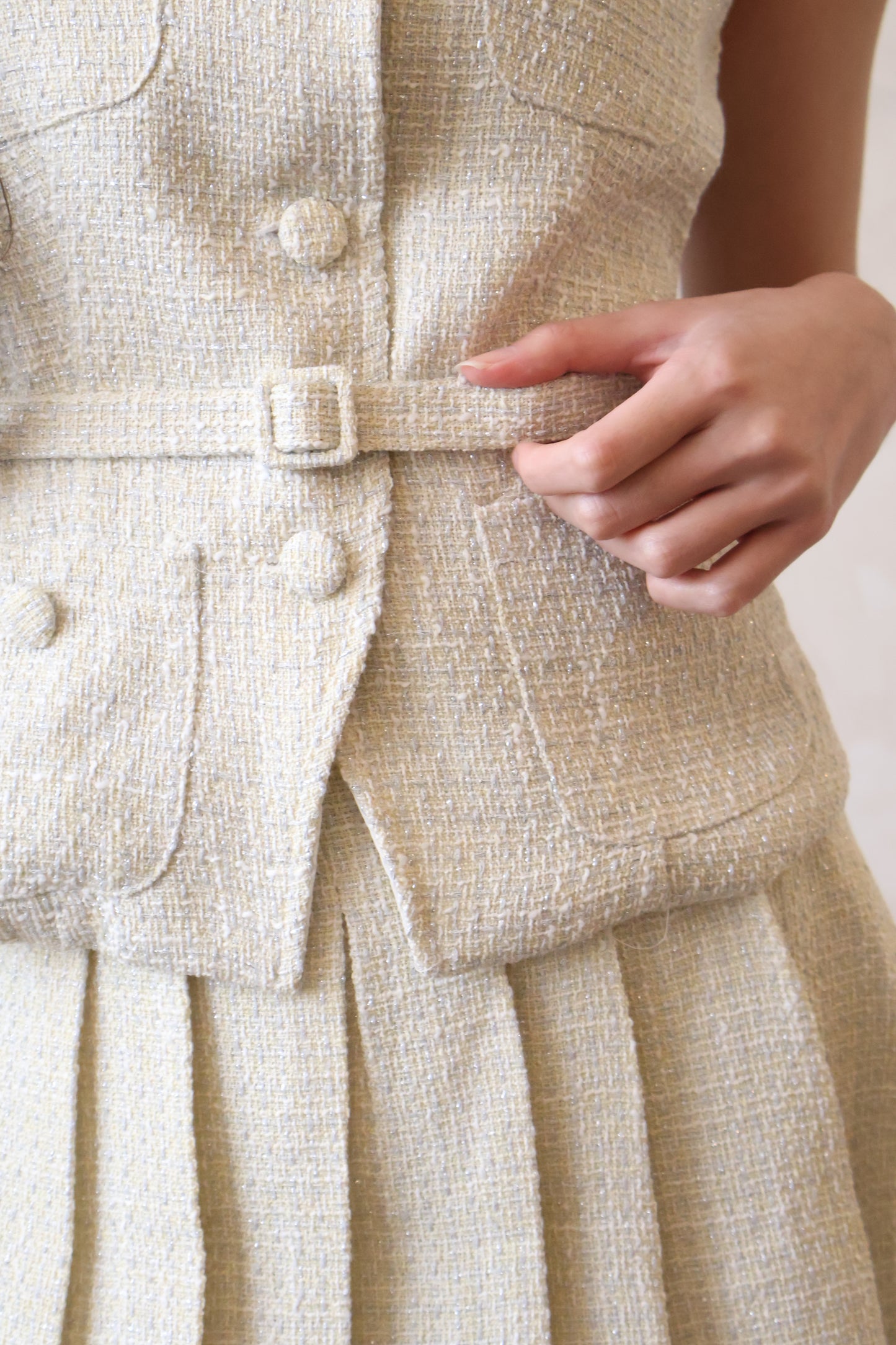 Verity Tweed Belted Co-Ords Set In Vanilla