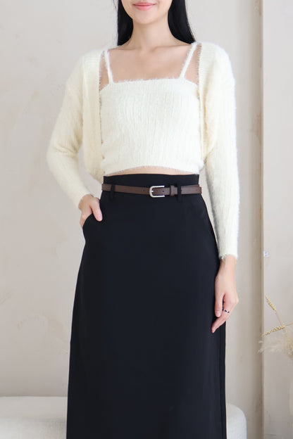 First Crush Furry Cardigan Set In Sunshine Daffodil