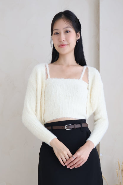 First Crush Furry Cardigan Set In Sunshine Daffodil