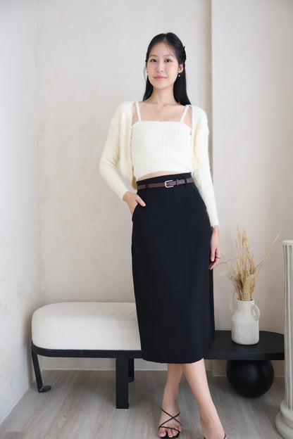 First Crush Furry Cardigan Set In Sunshine Daffodil