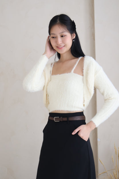 First Crush Furry Cardigan Set In Sunshine Daffodil