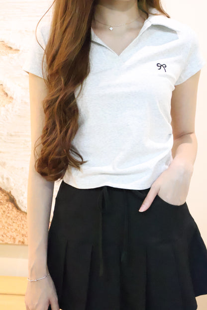 Kerline Ribbon Pocket Pleated Skorts In Black