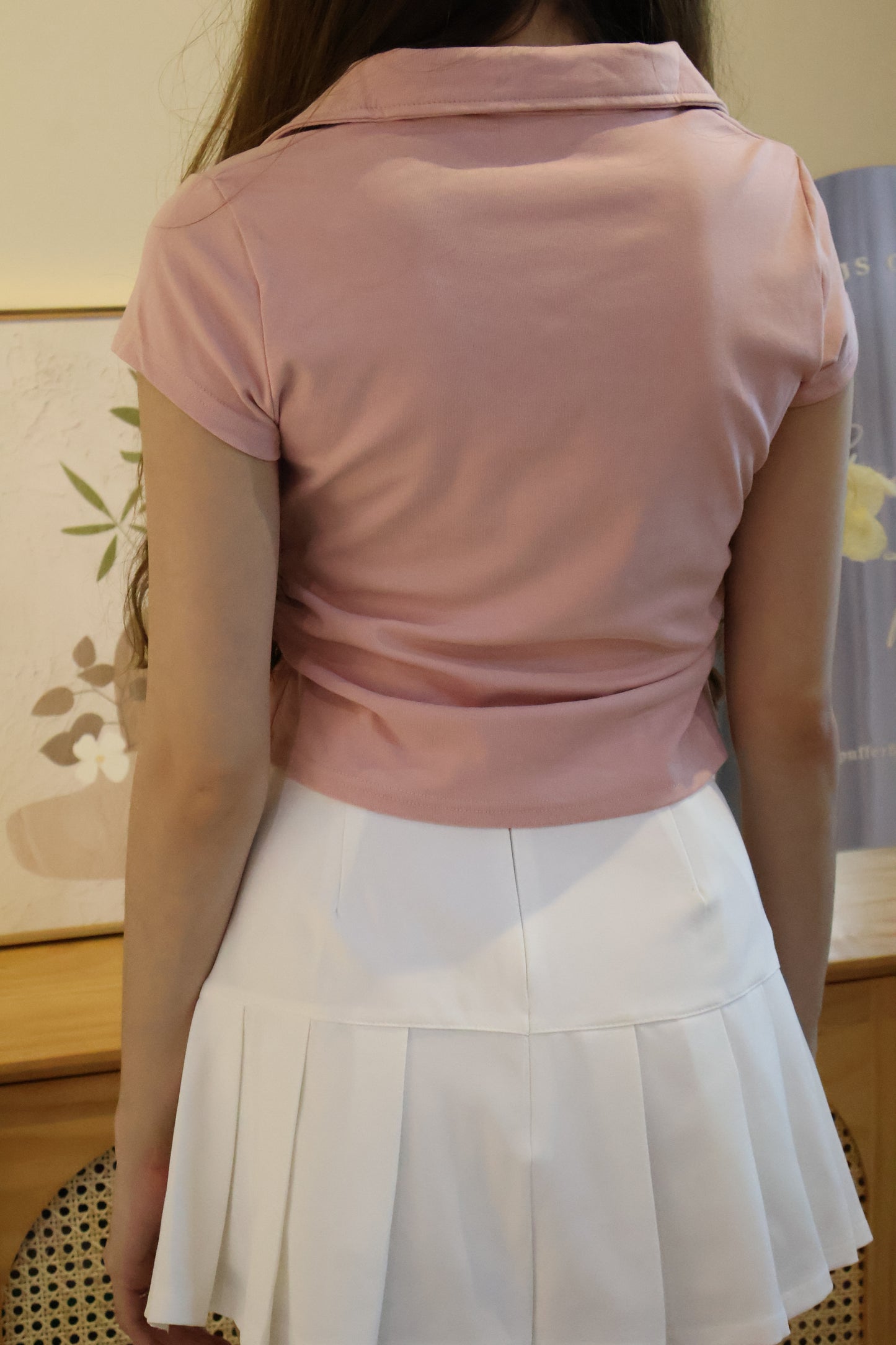 Kerline Ribbon Pocket Pleated Skorts In White