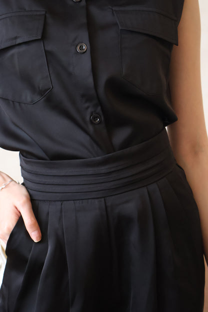 Rory Button Satin Co-Ords Set In Black